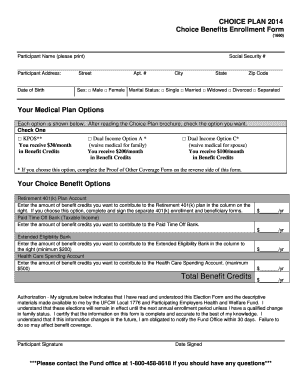 Choice Plan 2014 Enrollment Form