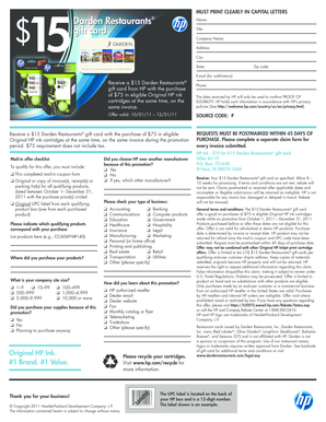 HP Ink Rebate Form