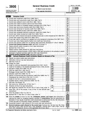 Form 3800 General Business Credit