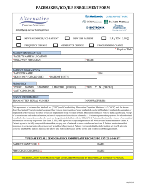 Pacemaker/ICD/ILR Enrollment Form