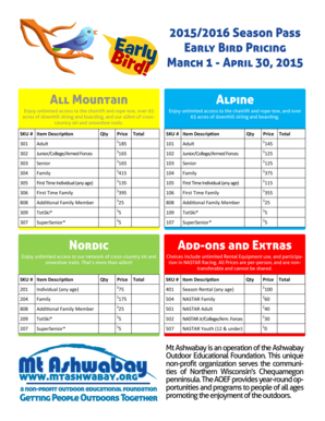 2015/2016 Season Pass Order Form