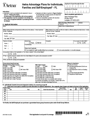 Aetna Advantage Plans Application Form