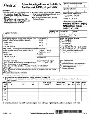 Aetna Advantage Health Insurance Application