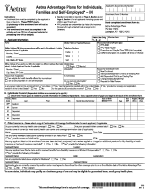 Aetna Advantage Health Insurance Enrollment Form