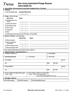 New Jersey Health Insurance Enrollment Form