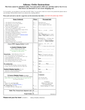Athena Institute Order Form