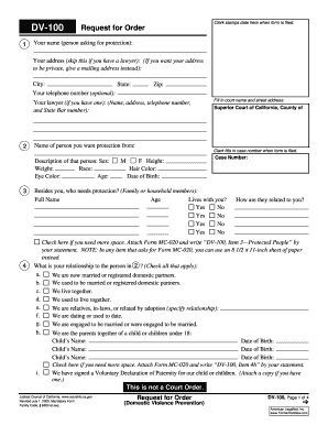 California Domestic Violence Request for Order DV-100