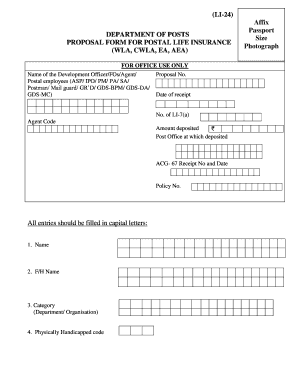 Postal Life Insurance Proposal Form