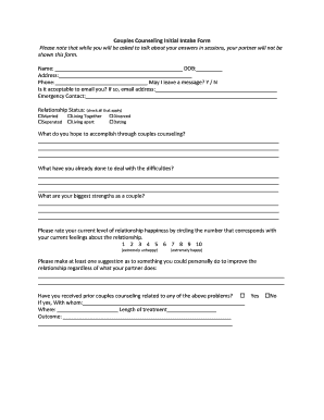 Couples Counseling Initial Intake Form