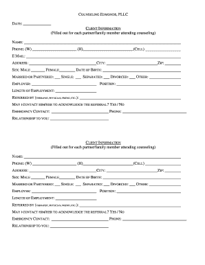 Counseling Client Information Form
