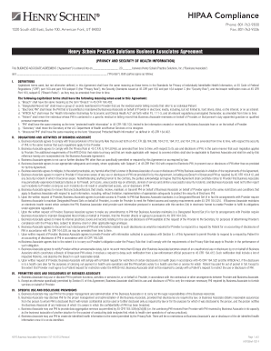 Henry Schein Practice Solutions Business Associates Agreement