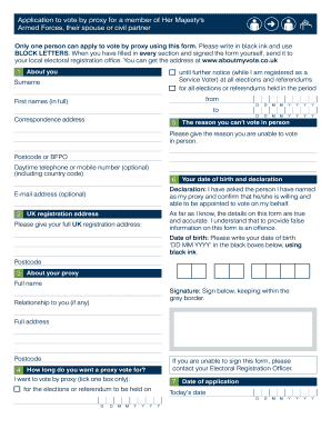 UK Proxy Vote Application for Armed Forces