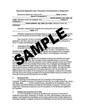 Severance Agreement upon Termination of Employment
