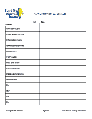 Business Opening Day Checklist