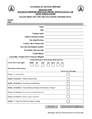 AAR OTLR Publications Request Form
