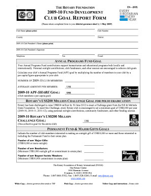 Rotary Foundation Club Goal Report Form