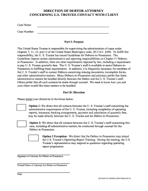 Debtor Attorney Direction Form