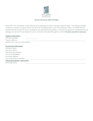 Owner Occupant Sales Package