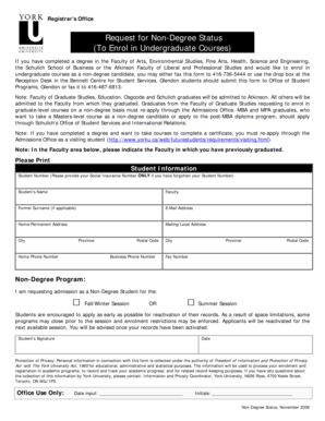 Request for Non-Degree Status