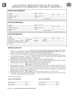Broker to Broker Referral Agreement