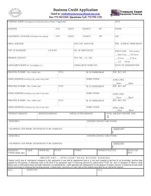 Business Credit Application Form