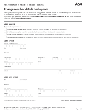 Pension Essentials Change Member Details Form
