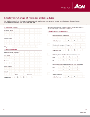 Employer Change of Member Details Advice