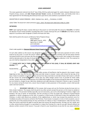 Sample 12-Month Lease - for Rent Charleston Illinois