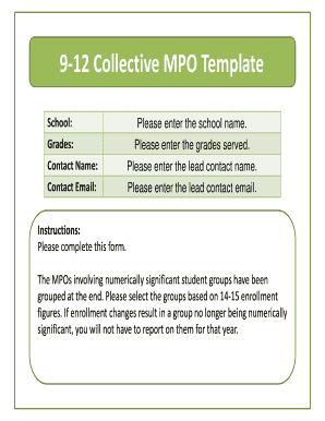 School Measurable Pupil Outcome Template
