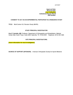 ACL Revision Study Consent Form