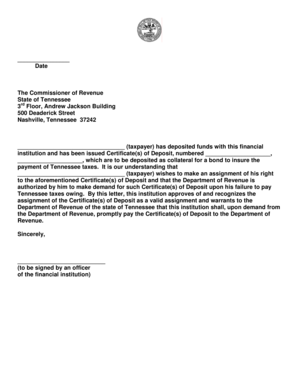 Tennessee Pledge of Collateral Form