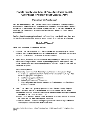 Florida Family Court Cover Sheet Form 12.928