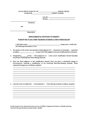 Florida Supplemental Petition to Modify Parenting Plan