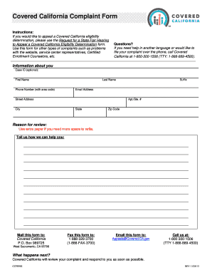 Covered California Complaint Form