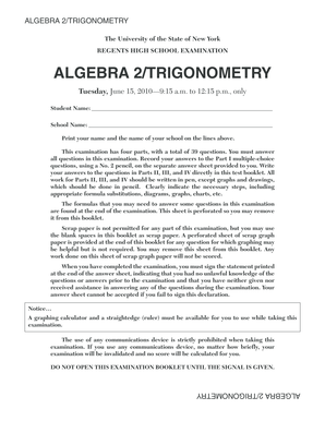 Algebra 2/Trigonometry Regents Exam