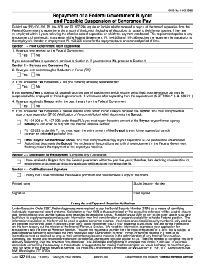 Federal Government Buyout Repayment Form