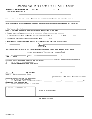 Discharge of Construction Lien Claim