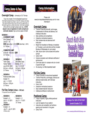 Summer camp brochures - tommie pride basketball camp