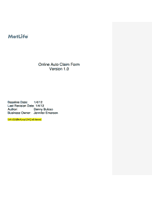 MetLife Online Auto Claim Form