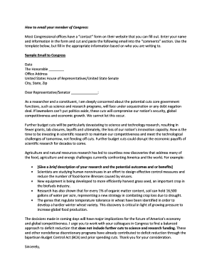 Sample Email to Congress