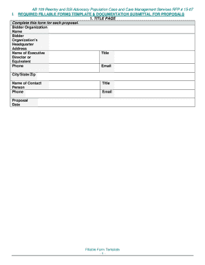 AB 109 Reentry and SSI Advocacy Population Case and Care Management Services RFP # 1507