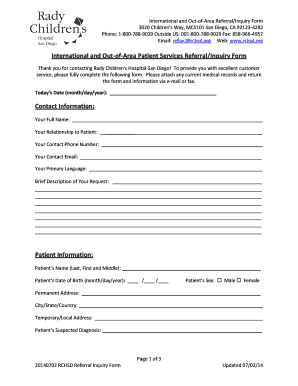 International and Out-of-Area Patient Referral Form