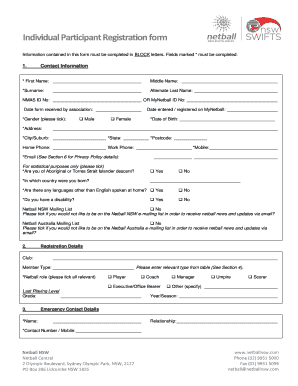 Individual Participant Registration Form