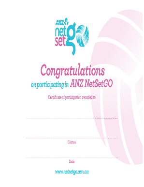 NetSetGO Certificate of Participation