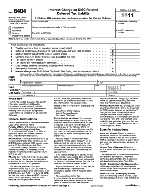 IRS Form 8404 Interest Charge on DISC-Related Deferred Tax