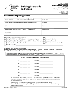 New York State Fire Prevention and Building Code Course Registration Form
