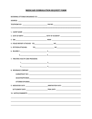 Medicaid Subrogation Request Form