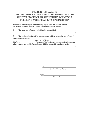 Certificate of Amendment for Foreign Limited Liability Partnership