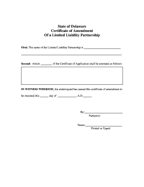 Certificate of Amendment of Limited Liability Partnership