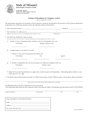 Missouri Articles of Dissolution
